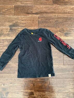 Carhartt Black Long-Sleeve Tee with Red Logo